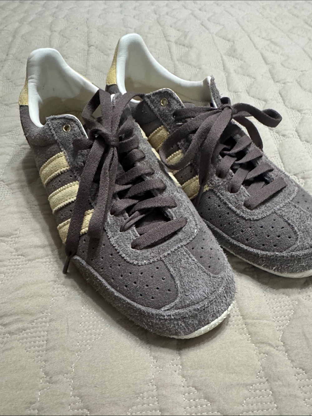 adidas Japan Brown Suede Sneakers with Cream Stripes